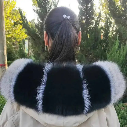 Super Large 100% Real Fox Fur Collar Hood Decor Fur Collar For Down Coat Women Winter Warm Fur Scarf Shawl Luxury