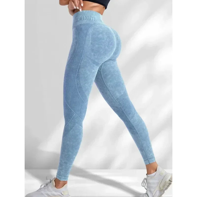 Vexaroa High Waist Hip Lift Sand Wash Yoga Leggings Gym