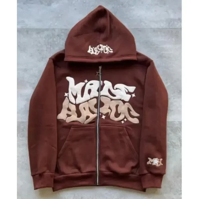 Vexaroa Fleece Print Zip-Up Hoodie