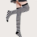 Vexaroa Fashion Over Knee Warm Slim Long Socks Black White