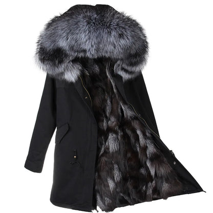 Winter Jackets For Women's Jacket Natural Real Fur Coat Fox Fur Collar Inner Fur Parkas Female Cold Coat