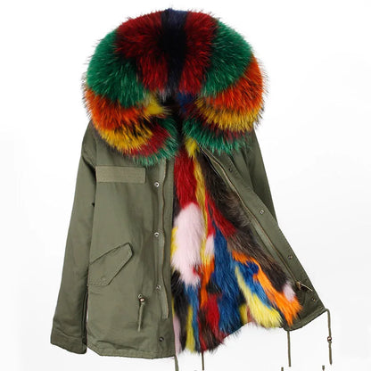 Winter Jackets For Women's Jacket Natural Real Fur Coat Fox Fur Collar Inner Fur Parkas Female Cold Coat