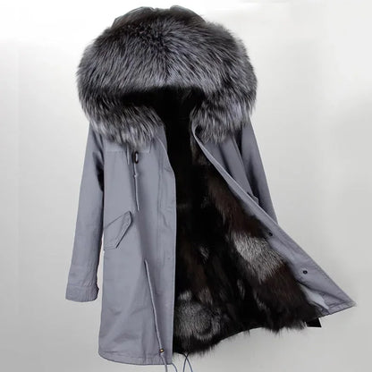 Winter Jackets For Women's Jacket Natural Real Fur Coat Fox Fur Collar Inner Fur Parkas Female Cold Coat