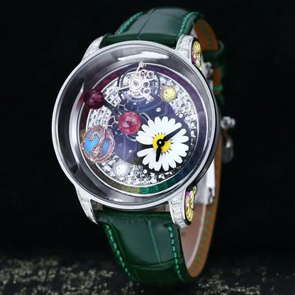 Customized limited edition celestial tourbillon watch,mechanical full disc rotatable watch,dual movement,small ugly orange watch