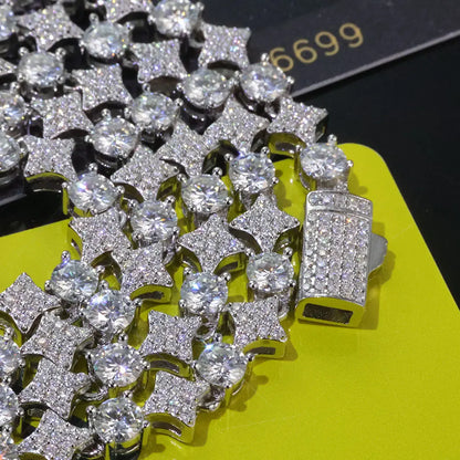 ICEBLING S925 Sterling Silver Moissanite Star Tennis Chain Hip Hop 6mm Iced Out VVS Charm Bracelet with GRA Certificate