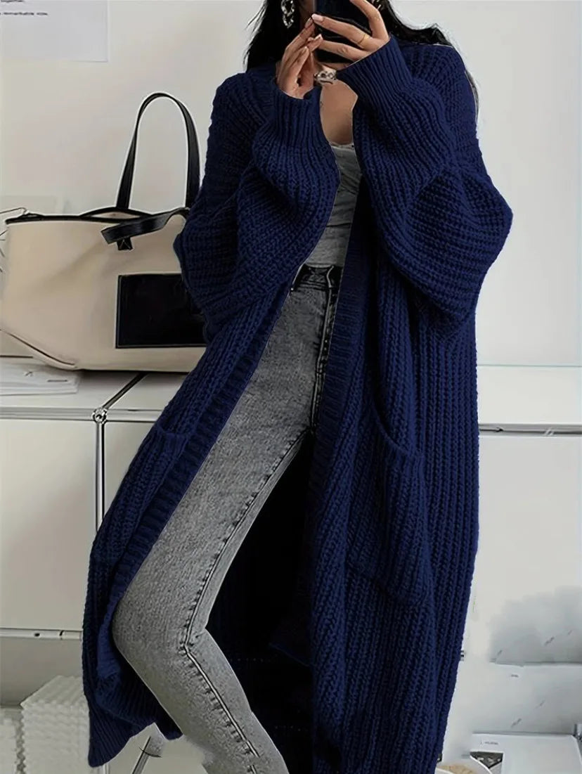 2026 Autumn Winter New Style Knitted Cardigan Women Casual Loose Fit Long Sleeve Chunky Sweater Coat Elegant Outwear for Daily W