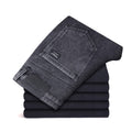 2027 Winter Warm Fleece Men's Jeans Gray Black Cotton Slim Elastic Business Denim Pants Thicked Trousers Male Skinny Streetwear