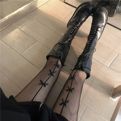 Pantyhose Bow Knot Fishnet Stockings Women Spicy Girl Black White Sexy Thin Ins Tide Lace Tights