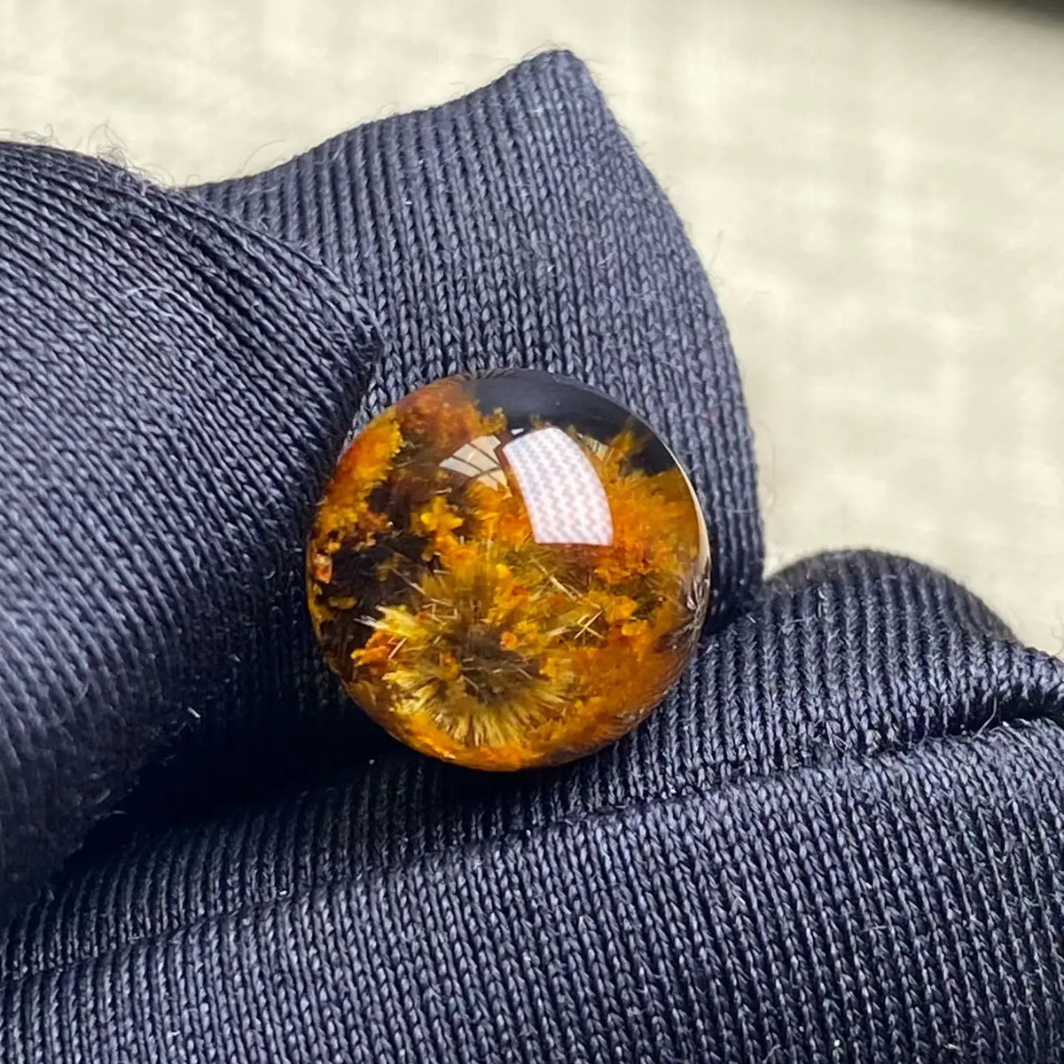 Vexaroa Natural Gold Rutilated Quartz Pendant 10mm Round Sphere