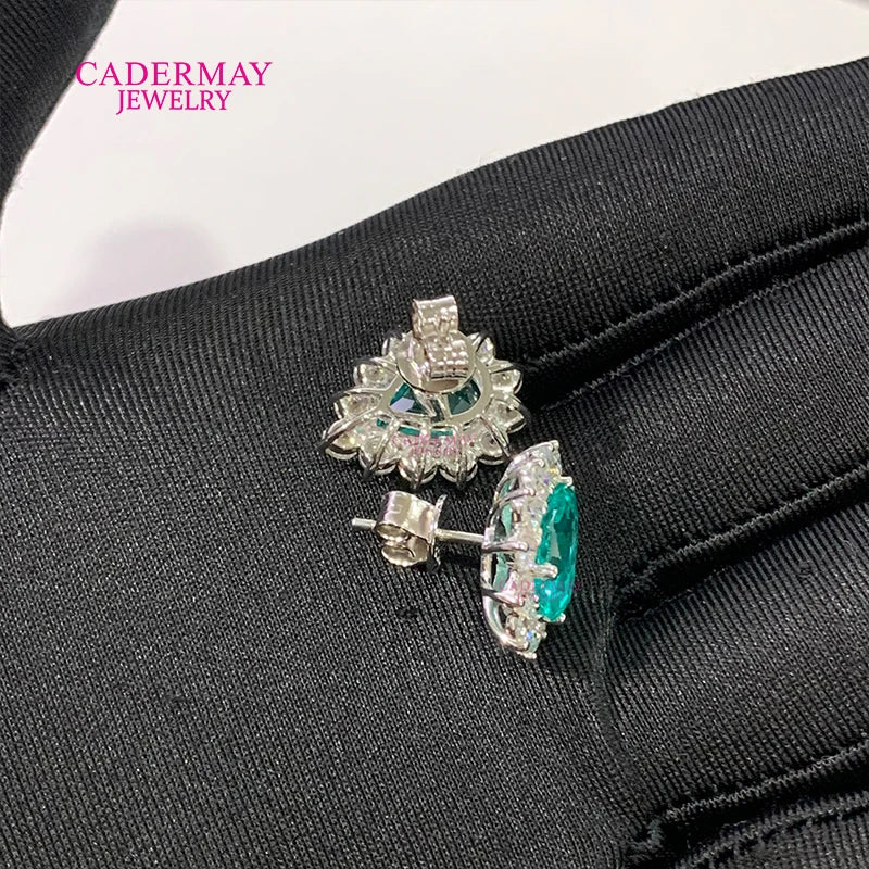 Vexaroa Pear Blue YAG Moissanite Halo Stud Earrings - product image 3