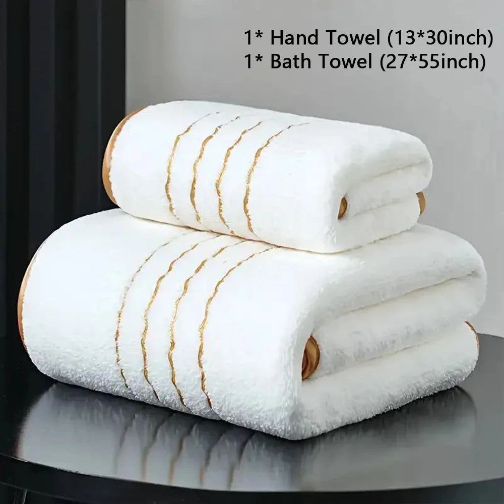 Vexaroa Soft Bath Towel Set with Gold Accents