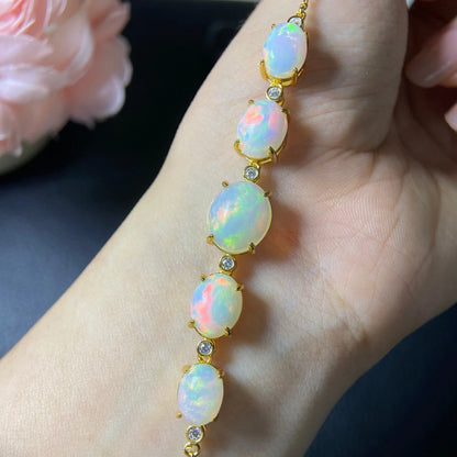 S925 Opal Bracelet Luxury Gemstone Jewelry | Vexaroa