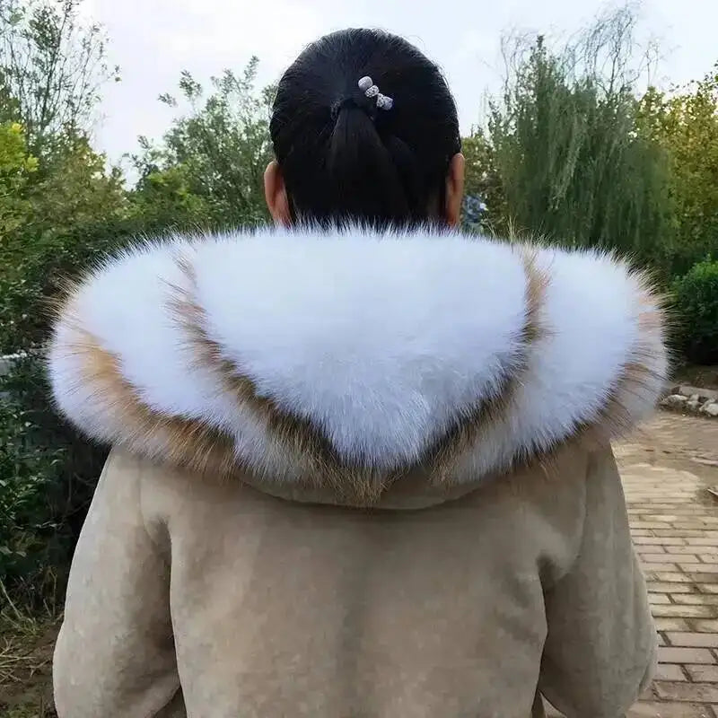 Super Large 100% Real Fox Fur Collar Hood Decor Fur Collar For Down Coat Women Winter Warm Fur Scarf Shawl Luxury