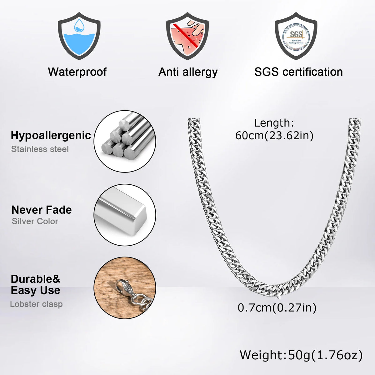 Vexaroa Chunky Stainless Steel Cuban Chain Necklace — Vexaroa product image 3