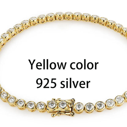 Vexaroa Bezel Set D VVS1 Moissanite Tennis Bracelet | Gold