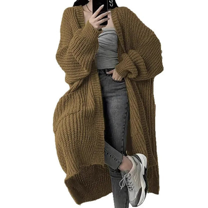 2026 Autumn Winter New Style Knitted Cardigan Women Casual Loose Fit Long Sleeve Chunky Sweater Coat Elegant Outwear for Daily W