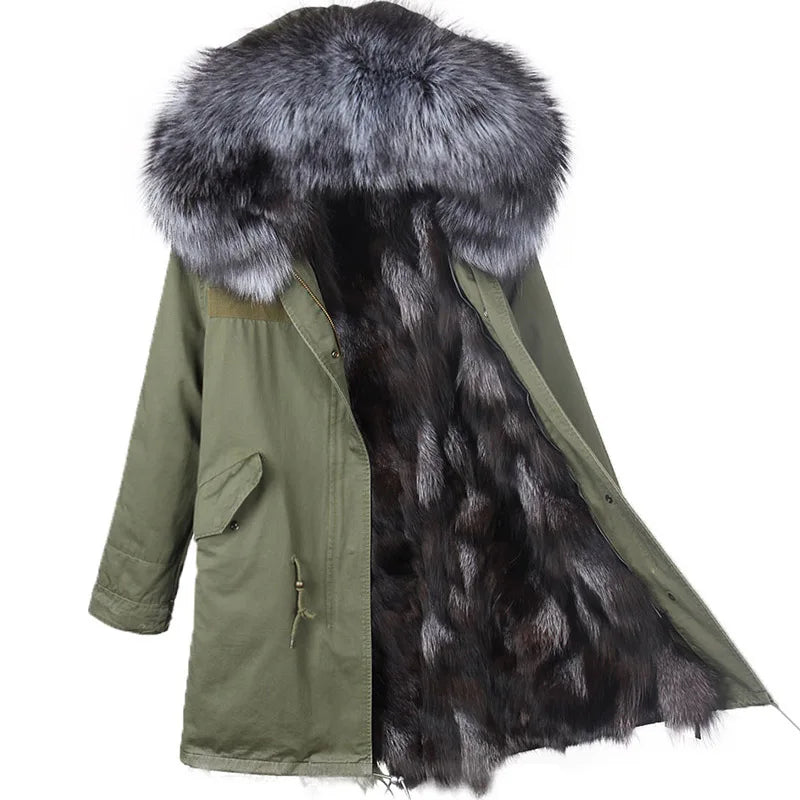 Winter Jackets For Women's Jacket Natural Real Fur Coat Fox Fur Collar Inner Fur Parkas Female Cold Coat