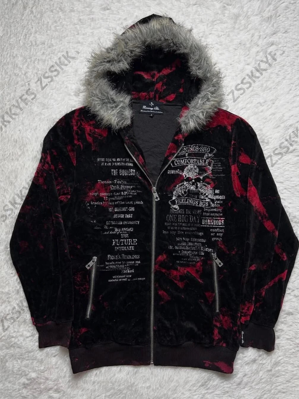 Harajuku Winter Y2k Clothes Gothic 90s Punk Hoodies Zip-up Sweatshirts Trend Woman Streetwear Hooded Grunge Graphic Hoody Jacket