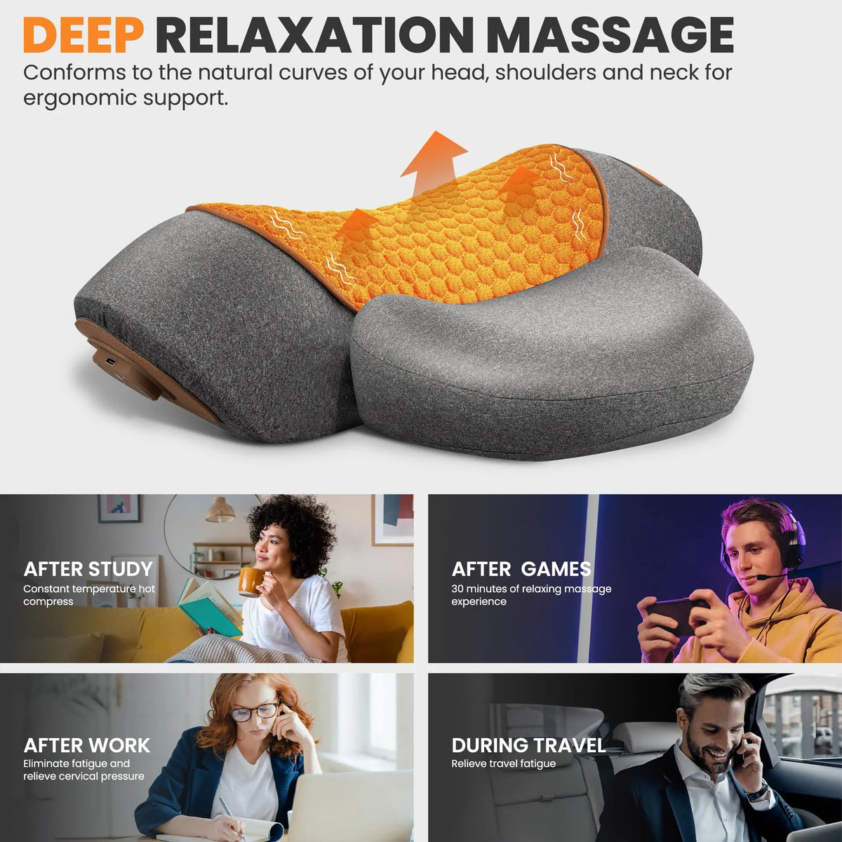 Vexaroa Electric Neck Massager Pillow Heat Vibration Traction