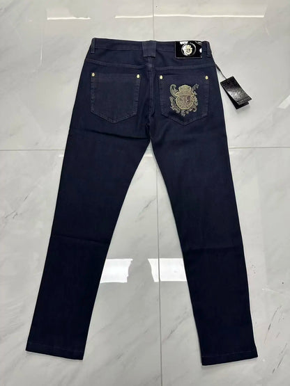 Vexaroa Men's Embroidered Stretch Zip Jeans