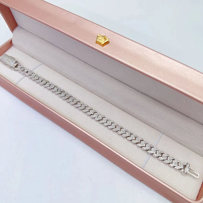 8mm Moissanite Cuban Link Bracelet in 925 Sterling Silver | Vexaroa.
