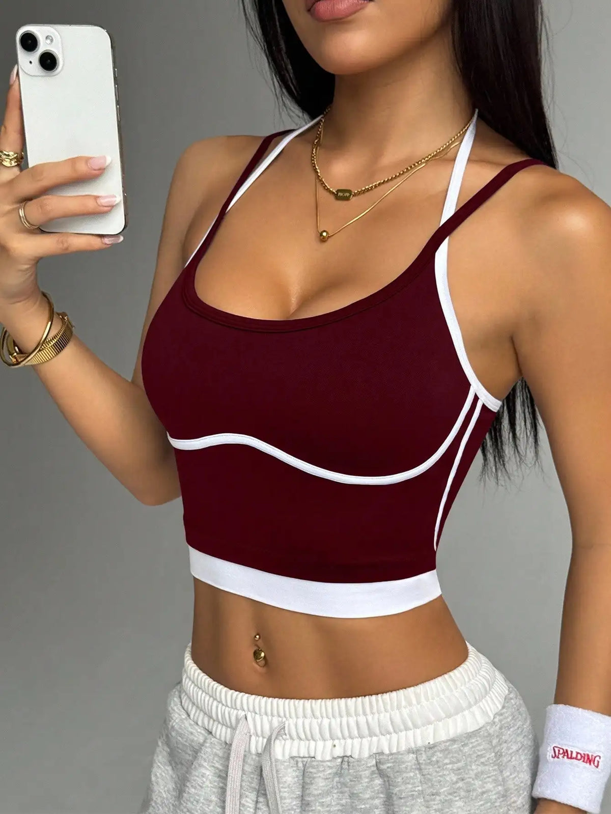 Vexaroa Color Block Sports Bra Vest Women Fitness Running Gath
