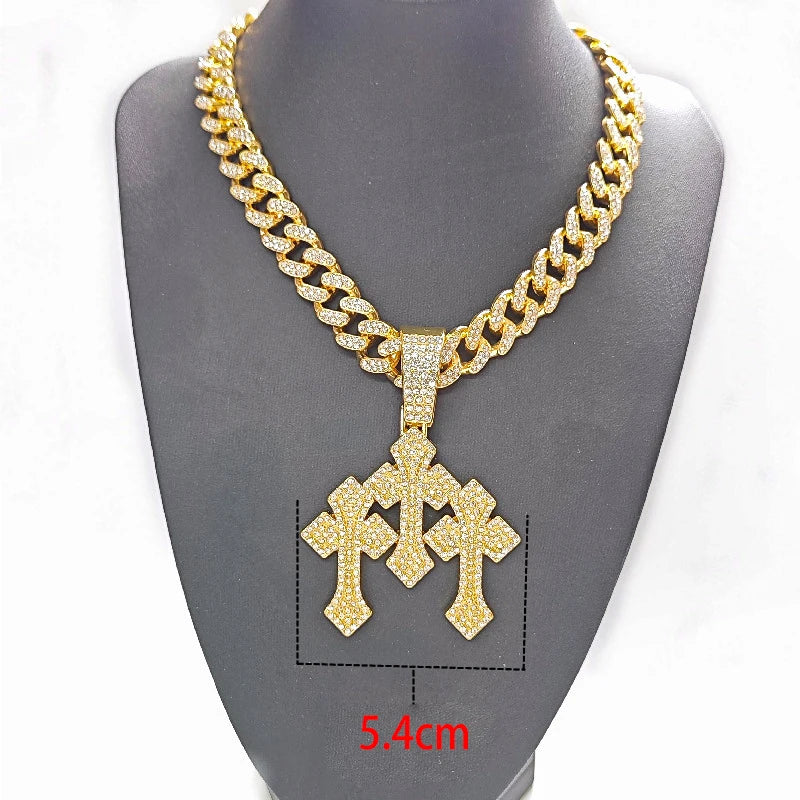 Vexaroa Iced-Out Cross Pendant Cuban Chain Necklace — Vexaroa product image 3