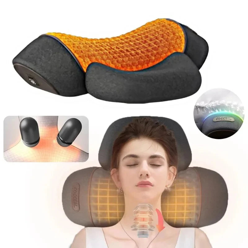 Vexaroa Electric Neck Massager Pillow Heat Vibration Traction