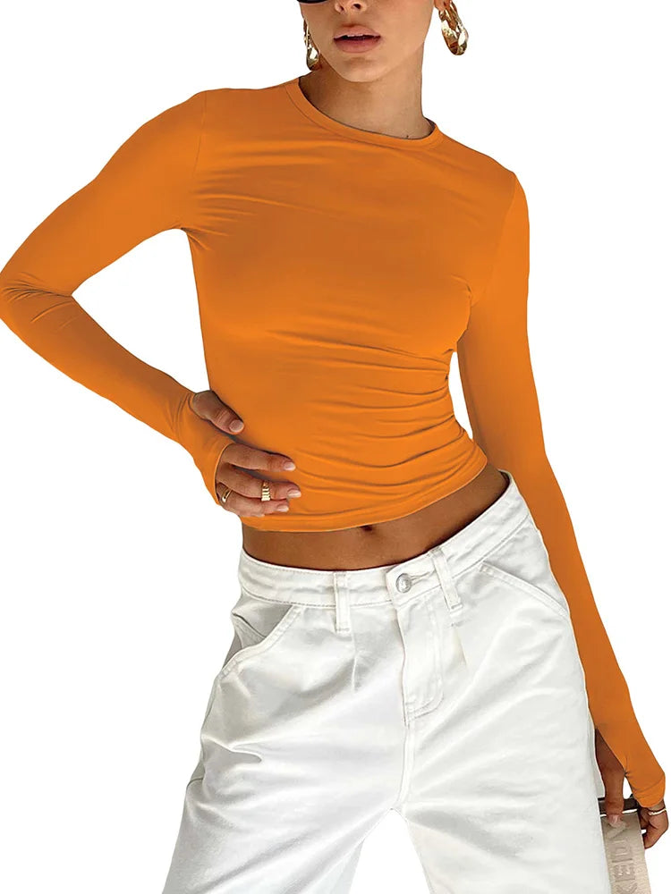 Vexaroa Womens Slim Long Sleeve Crop Top product photo, view 7