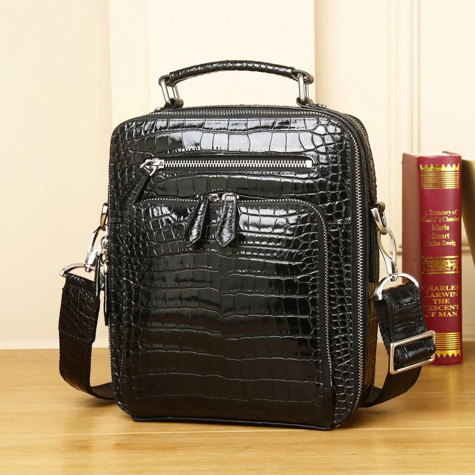 Alligator Pattern Men's Leather Briefcase Messenger Bag – Vexaro