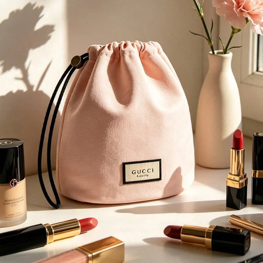 Gucci bag Women Drawstring Cosmetic Bag Pink Canvas Travel Storage Pouch Bathroom Organizer Ideal Gift For Girlfriend And Friend