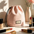 Vexaroa Pink Canvas Drawstring Cosmetic Bag Travel Pouch