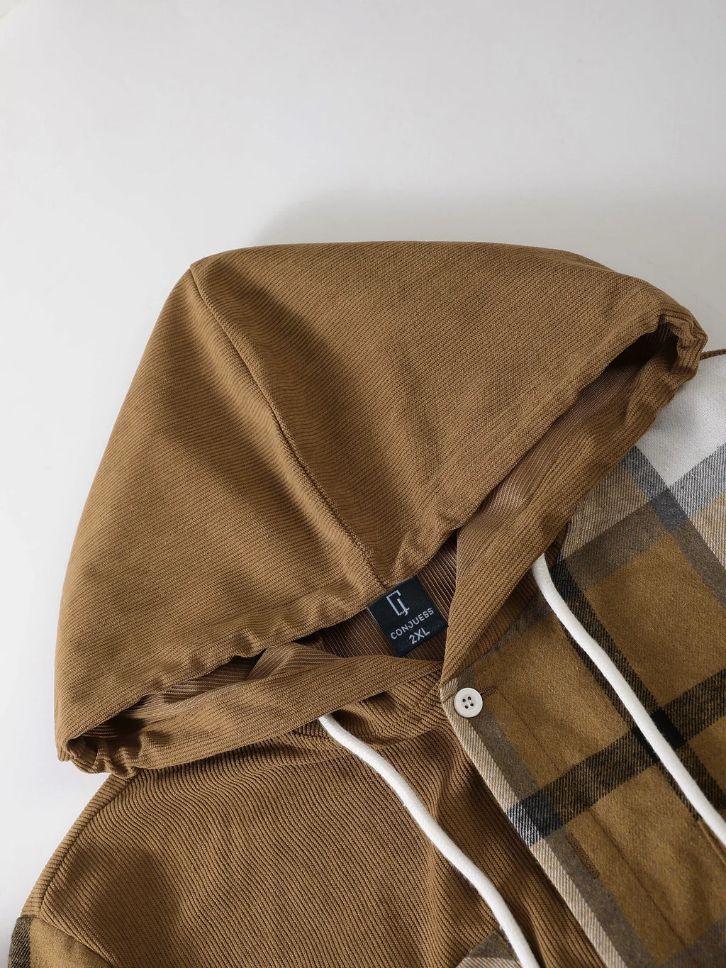 Vexaroa Men's Plus-Size Plaid Hooded Shirt – Oversized Streetwear