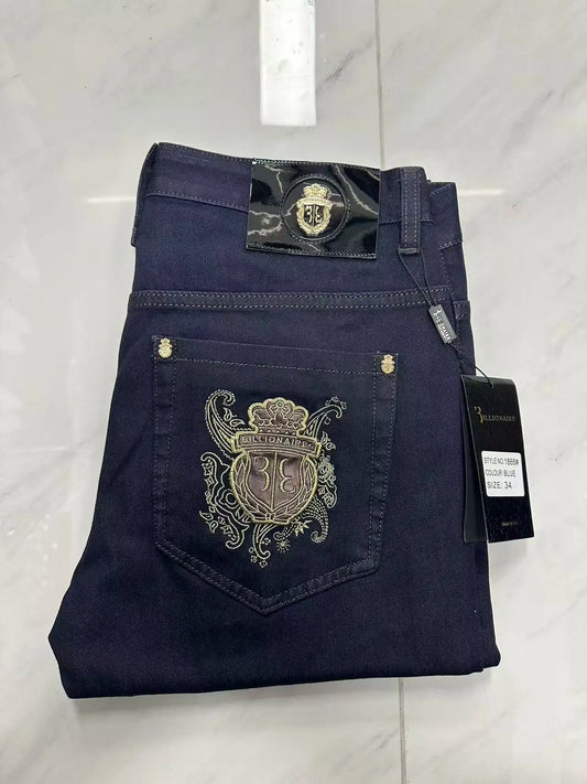 Vexaroa Men's Embroidered Stretch Zip Jeans