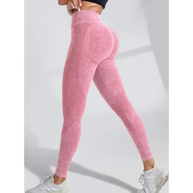 Vexaroa High Waist Hip Lift Sand Wash Yoga Leggings Gym