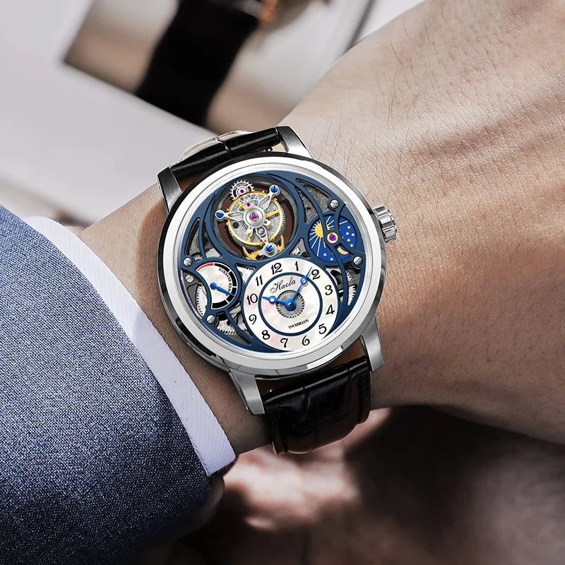 Tourbillon Moon Phase Skeleton Sapphire Watch | Vexaroa