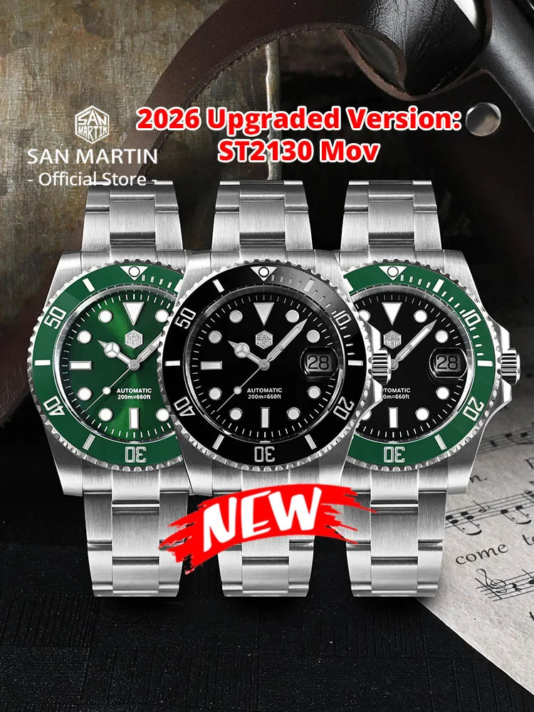 Vexaroa San Martin Upgraded Version 40mm Water Ghost Diver Watch Men Luxury Automatic Mechanical Watches Sapphire Waterproof 200m SN0017