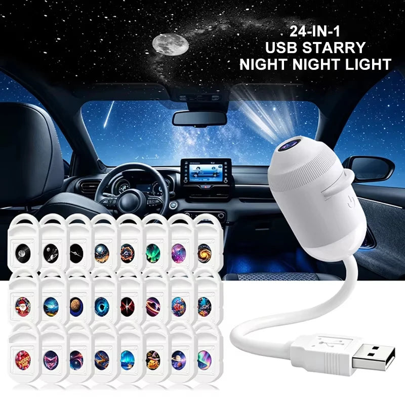 Vexaroa USB Galaxy Projector Night Light 360° – Car Home
