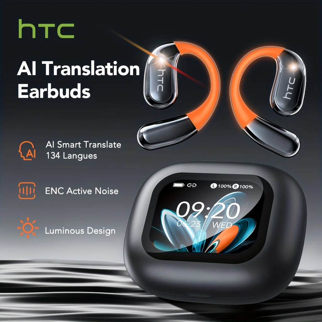 Vexaroa HTC NE27 wireless AI translator earbuds with LCD touch case