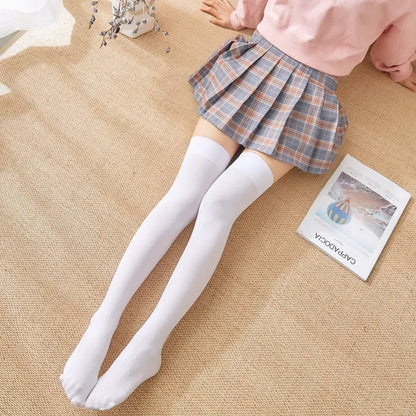 Stripe Girls Women Over The Knee Thigh High Stockings For Ladies Warm Student Style Fashion Knee Black/White Kawaii Long Socks