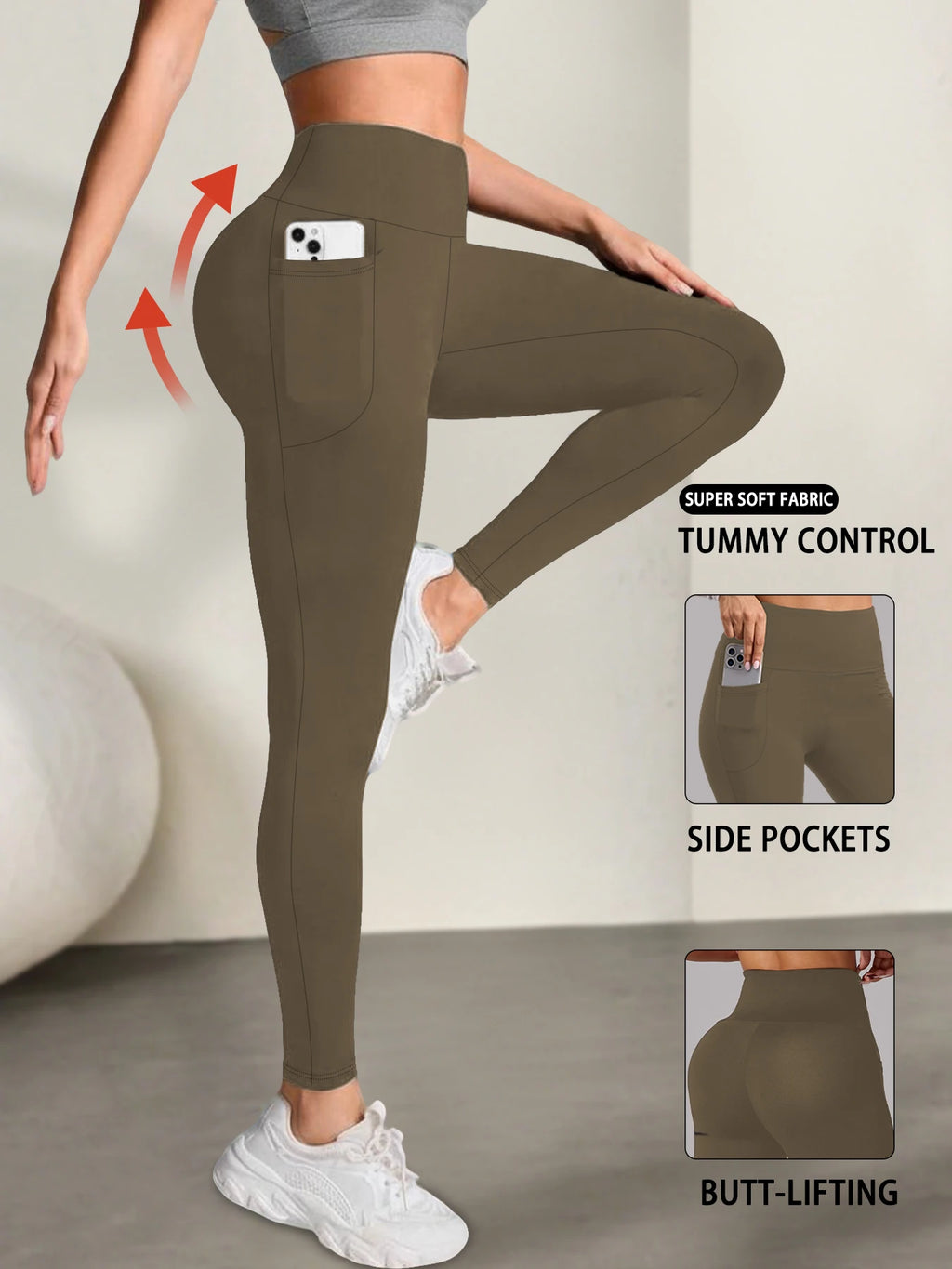 Vexaroa Women's High Waist Tummy Control Yoga Leggings Pocket