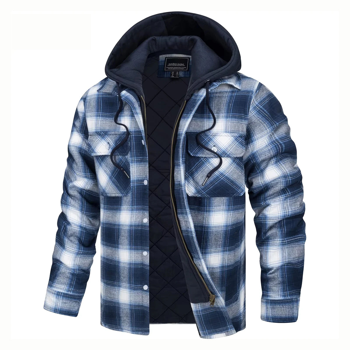 Vexaroa Men's Quilted Flannel Jacket with Hood