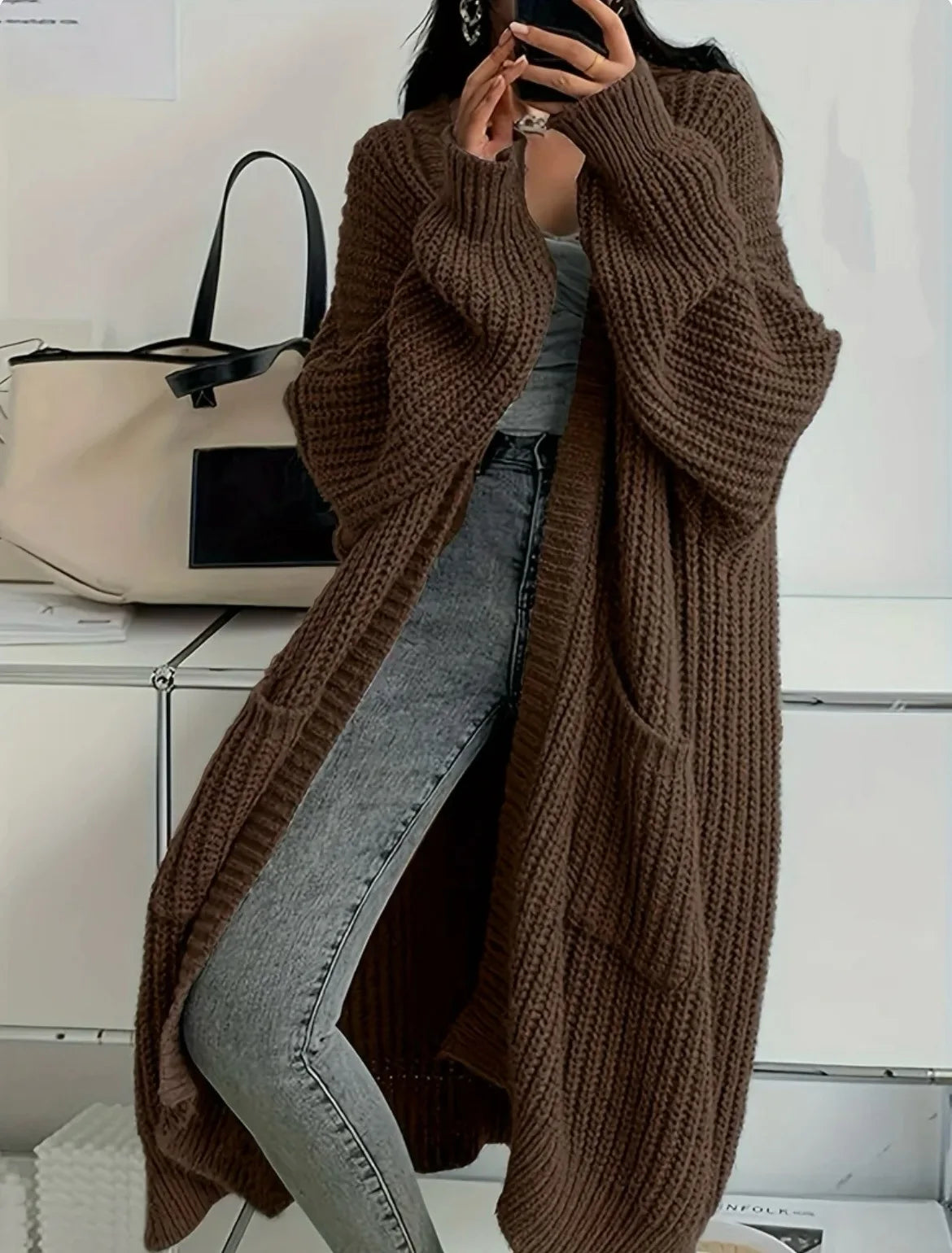 2026 Autumn Winter New Style Knitted Cardigan Women Casual Loose Fit Long Sleeve Chunky Sweater Coat Elegant Outwear for Daily W
