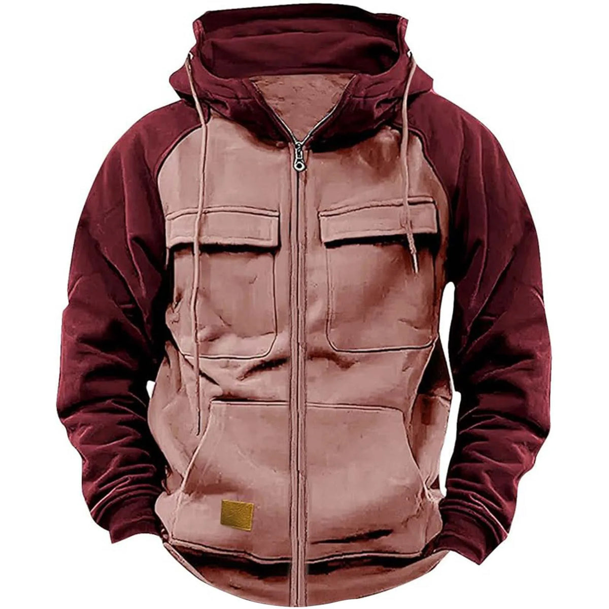 Autumn Winter Hoodies Men Zipper Patchwork Warm Fleece Sweatshirts Multi Pockets Male Fashion Hooded Jacket Thick Outdoor Hoodie