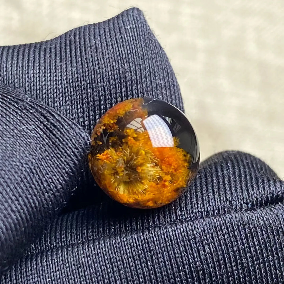 Vexaroa Natural Gold Rutilated Quartz Pendant 10mm Round Sphere