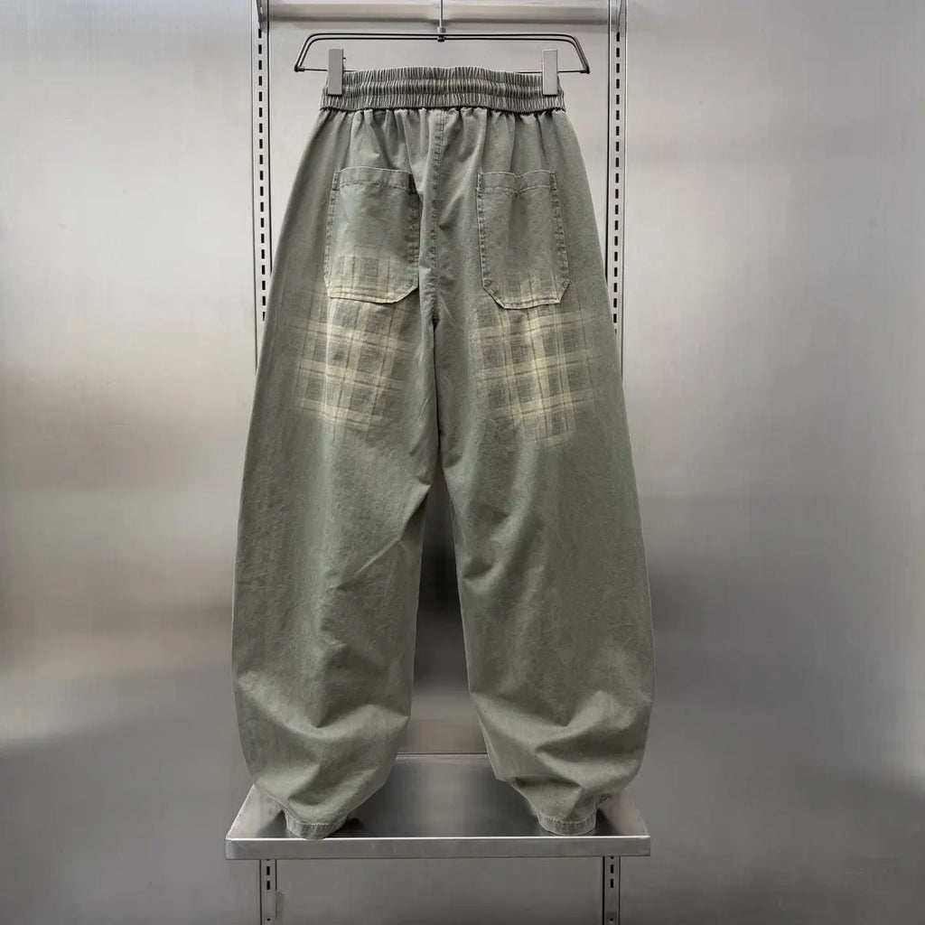 Vexaroa Men's Plus-Size Wide-Leg Plaid Pants