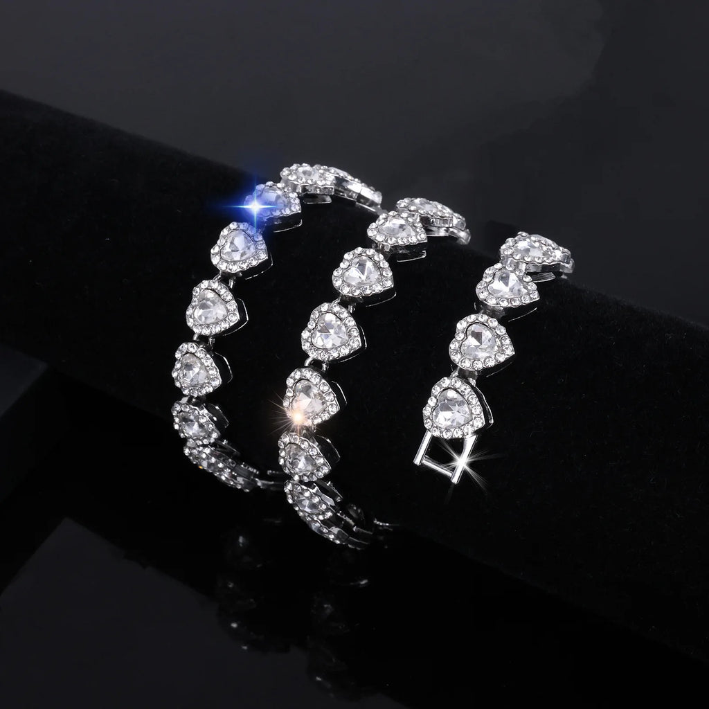 Vexaroa Heart Rhinestone Tennis Chain Jewelry Set — Vexaroa product image 3