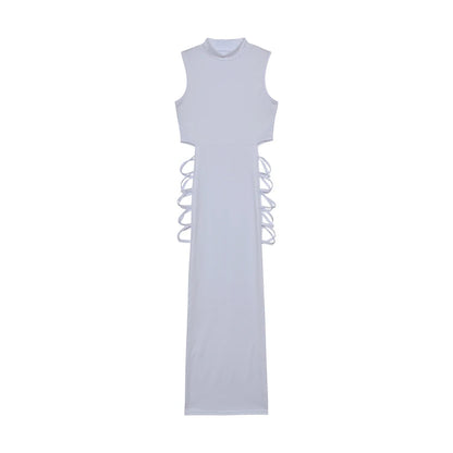 Vexaroa Criss Cross Cut Out Bodycon Dress | Mock Neck