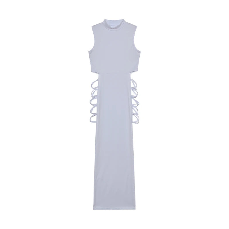 Vexaroa Criss Cross Cut Out Bodycon Dress | Mock Neck
