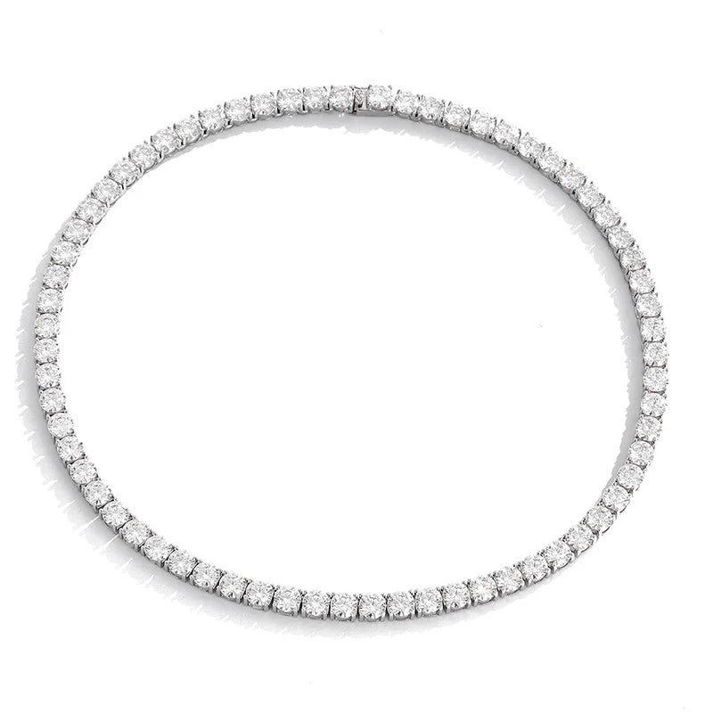 Luxury Solid Platinum PT950 Women's 1 karat Moissanite Diamond Necklace 6.5mm Four Claw Tennis Neck Chain